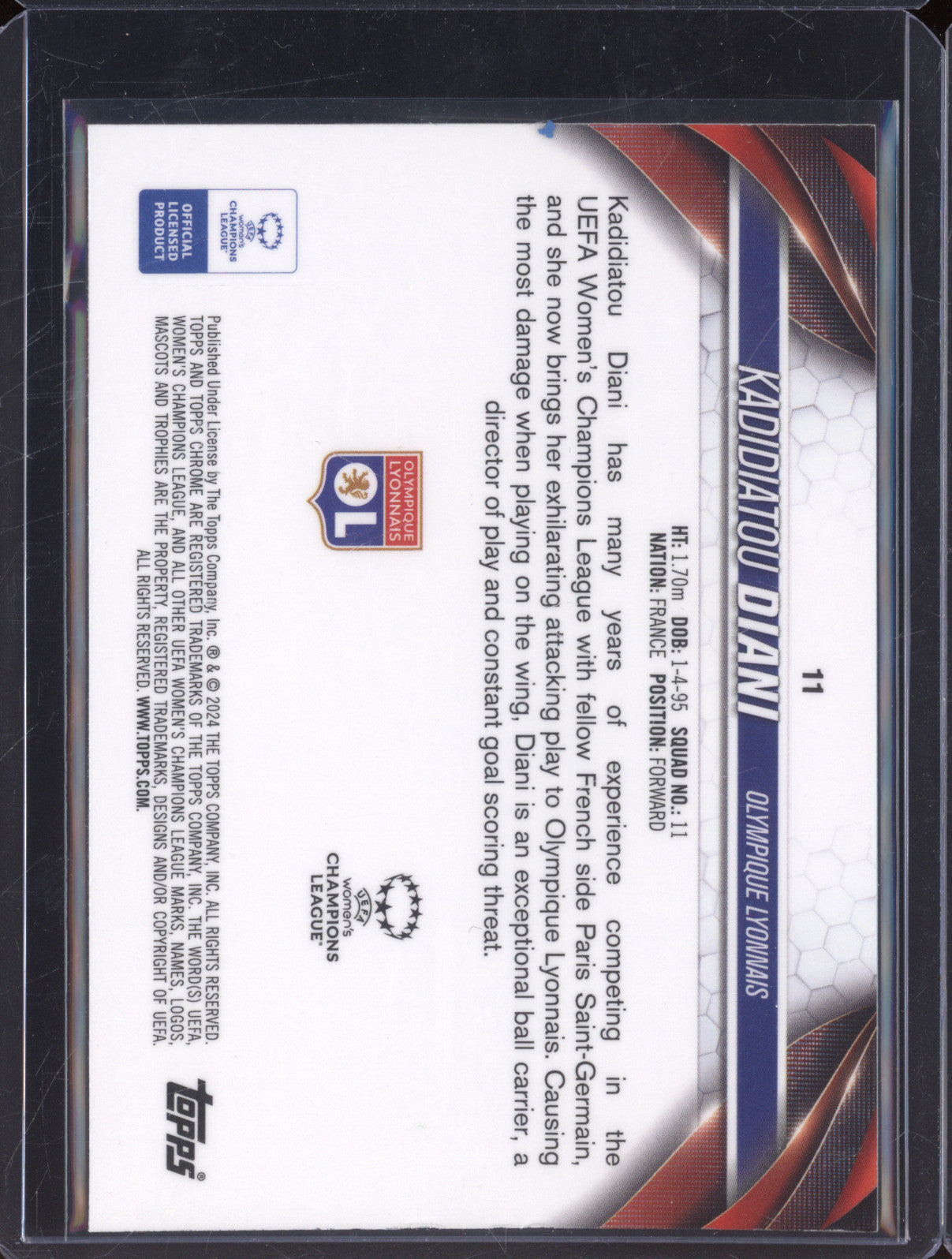 2023 Topps Chrome UEFA Women's Champions League Kadidiatou Diani Gold /50