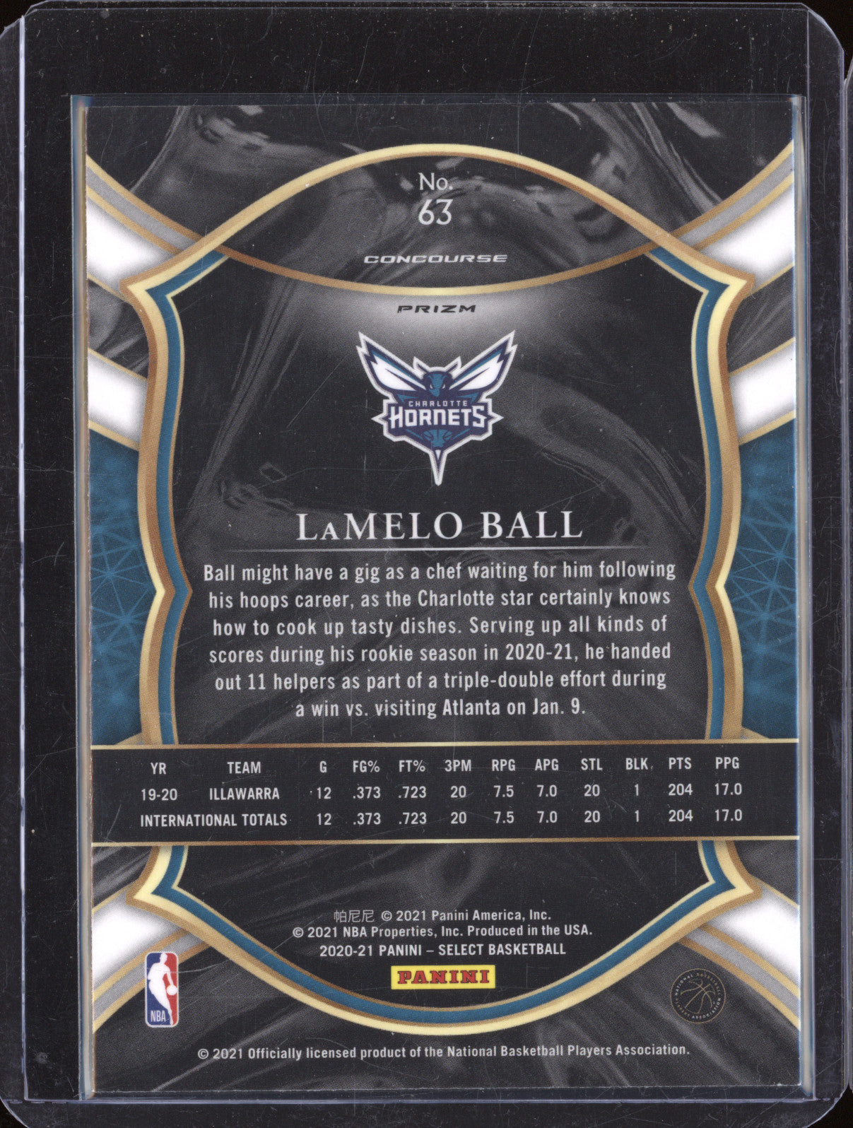 2020 Panini Select 63 LaMelo Ball Green White Purple Prizm RC