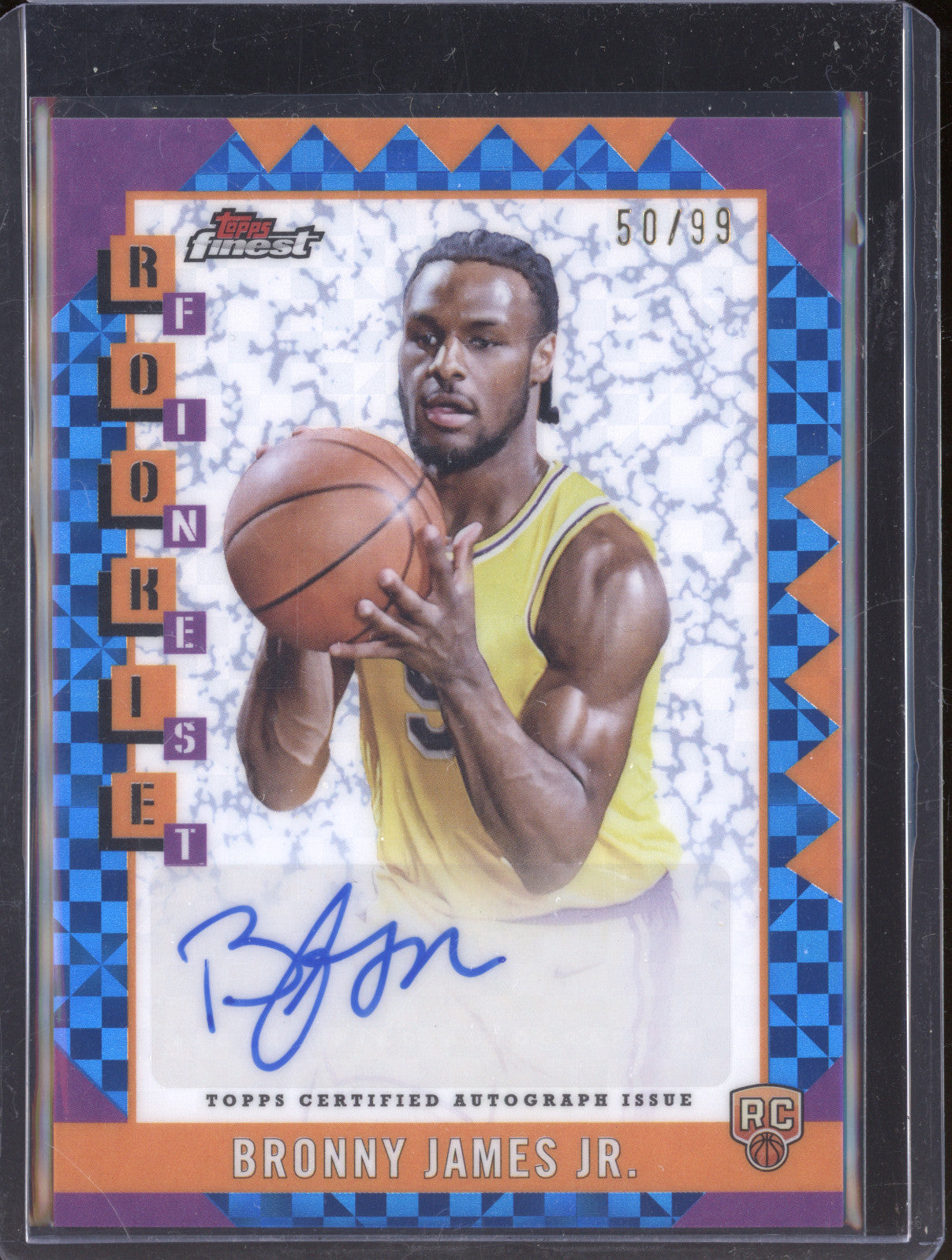 Bronny James Jr. 2025 Topps Finest RFA-BJ Rookie Finest Auto Blue Geometric /99