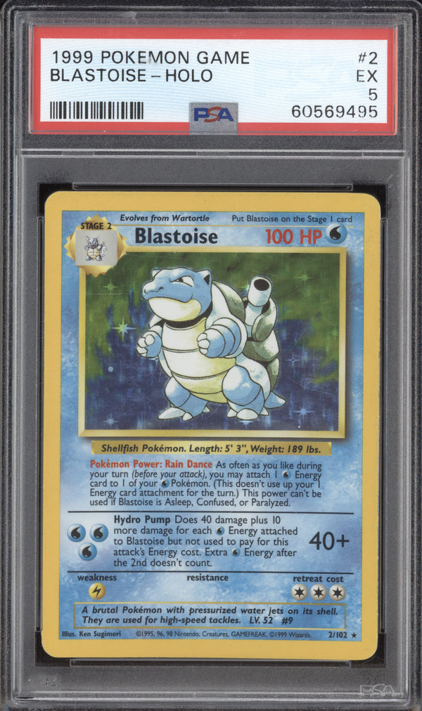 Blastoise 1999 Pokemon Base Set 2/102 Holo PSA 5