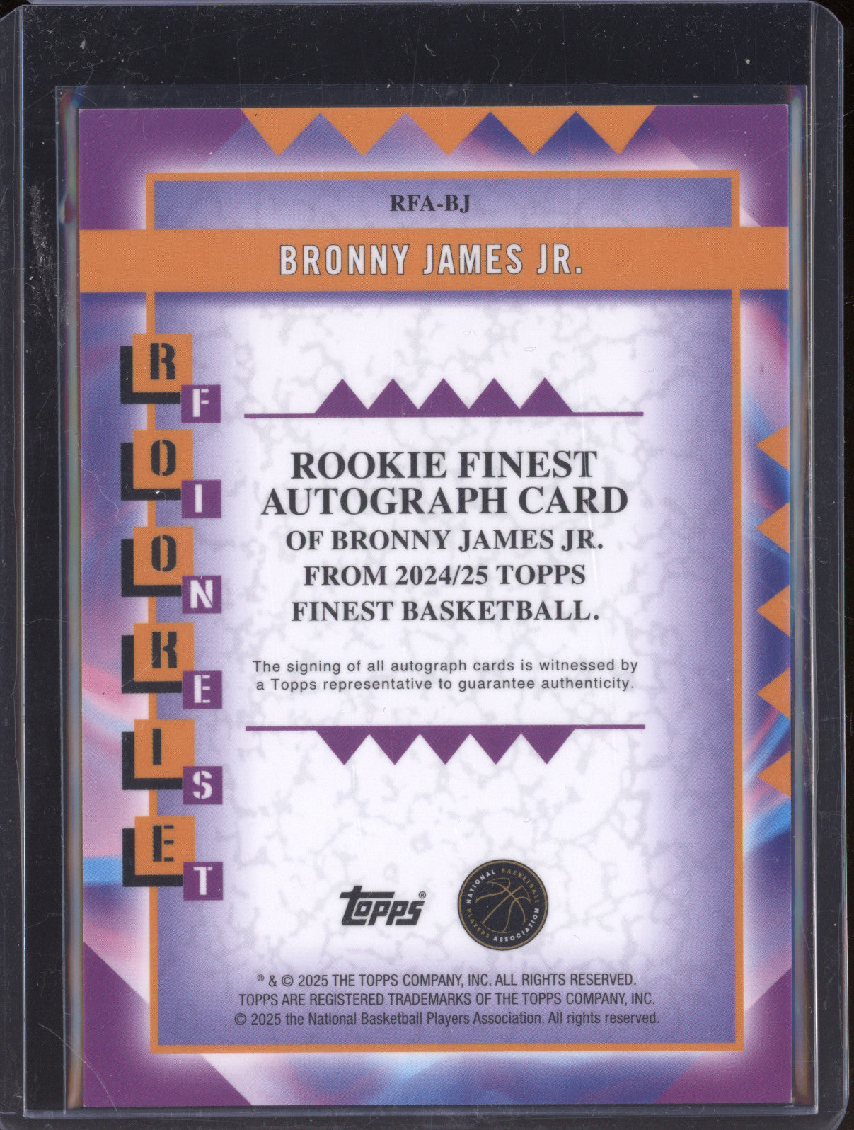 Bronny James Jr. 2025 Topps Finest RFA-BJ Rookie Finest Auto Blue Geometric /99