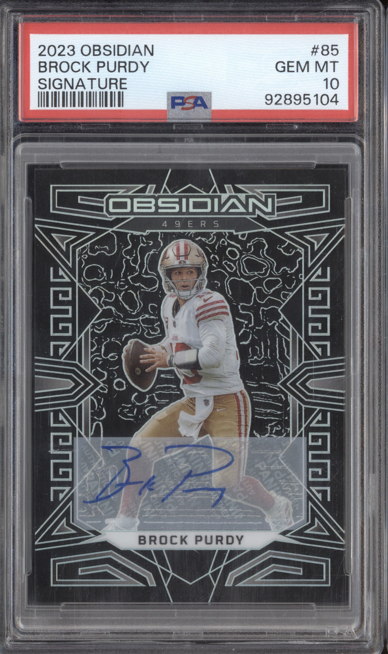 Brock Purdy 2023 Panini Obsidian 85 Signature PSA 10