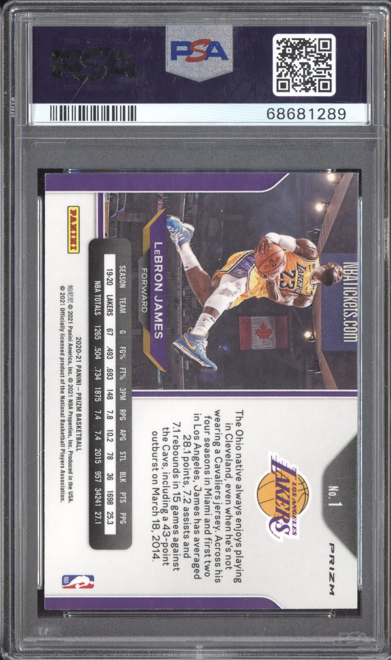 LeBron James 2020-21 Panini Prizm 1 Silver PSA 10