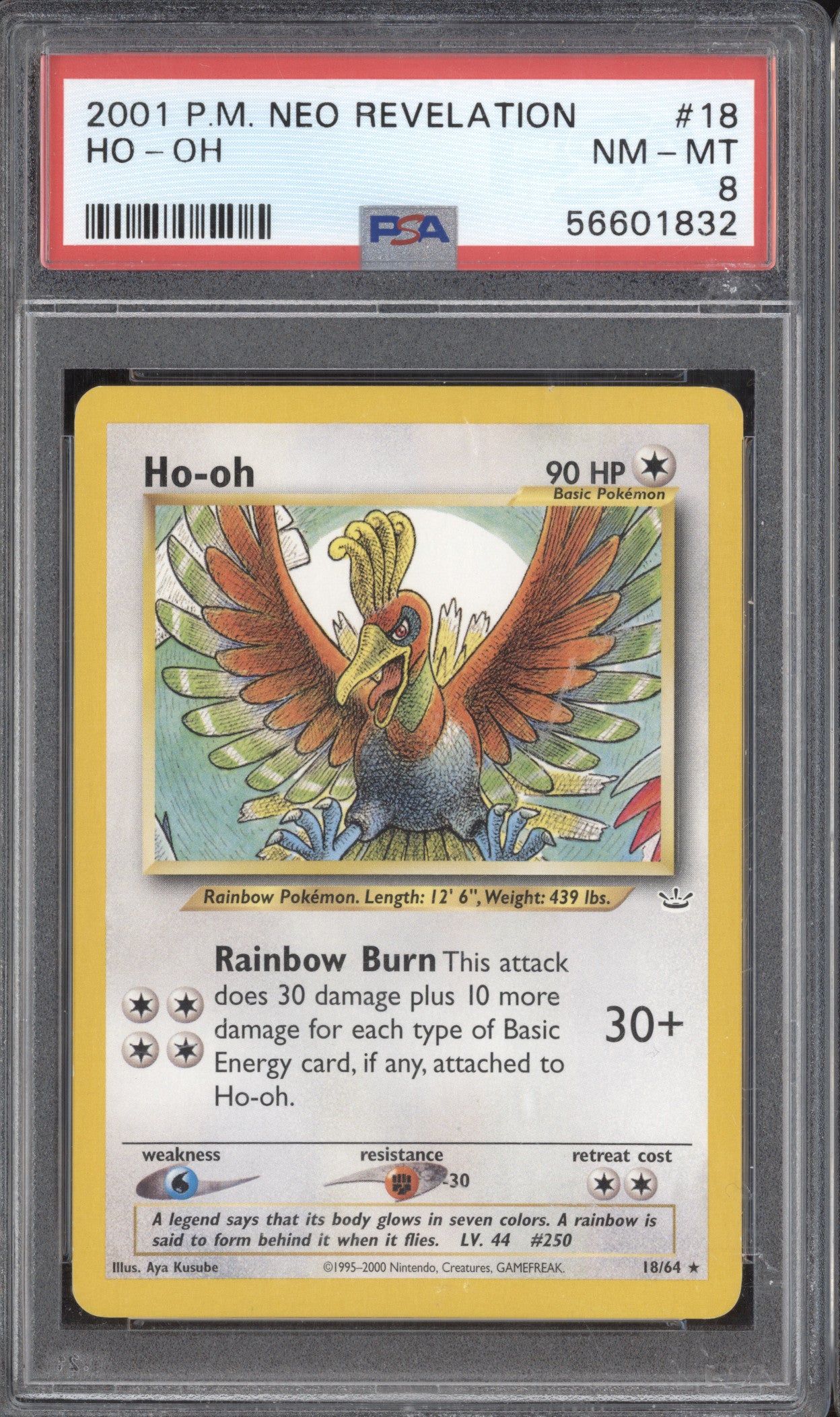 Ho-Oh 2001 Pokemon Neo Revelation 18/64 PSA 8
