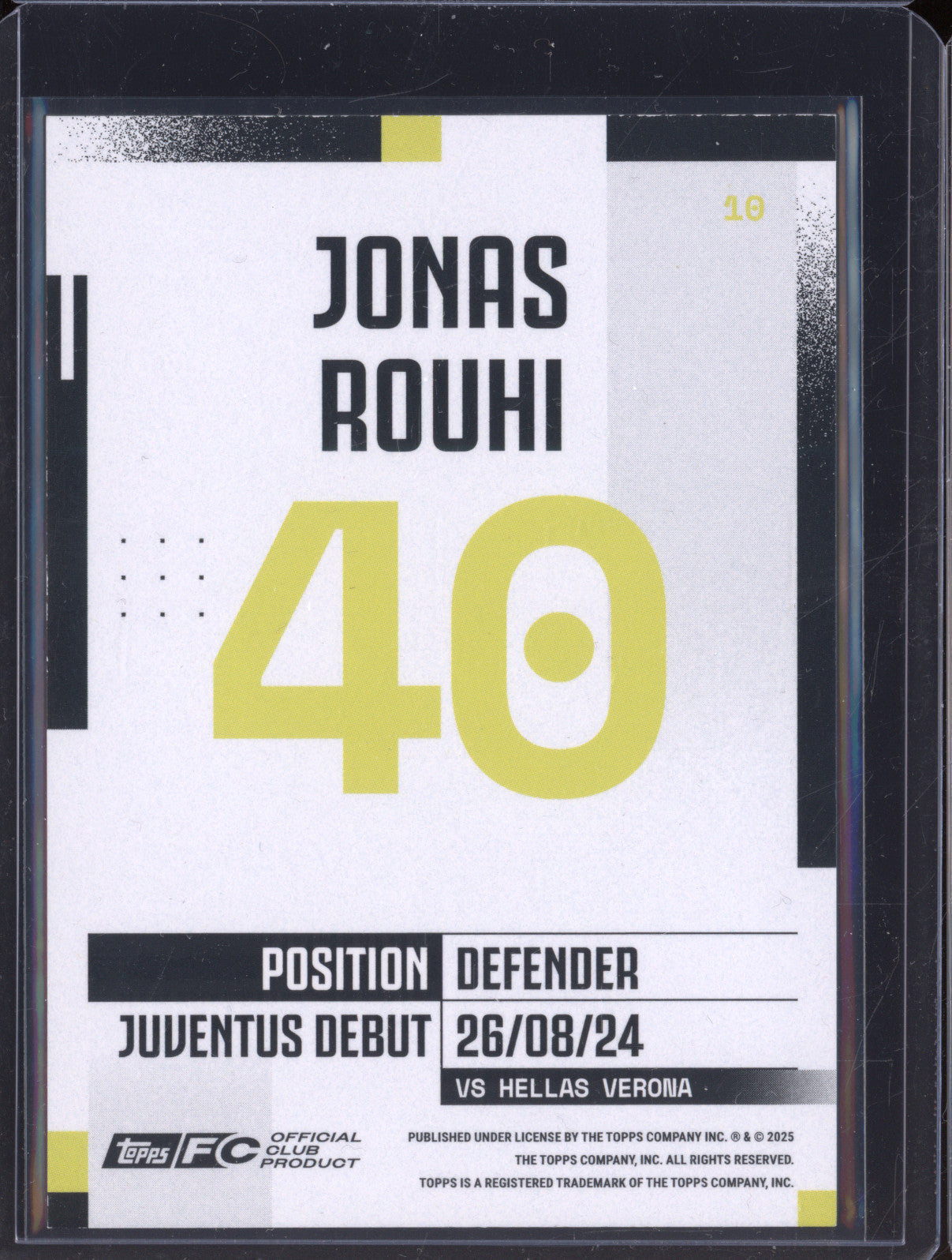 Jonas Rouhi 2024-25 Topps Team Set Juventus FC 10 Red RC 4/5