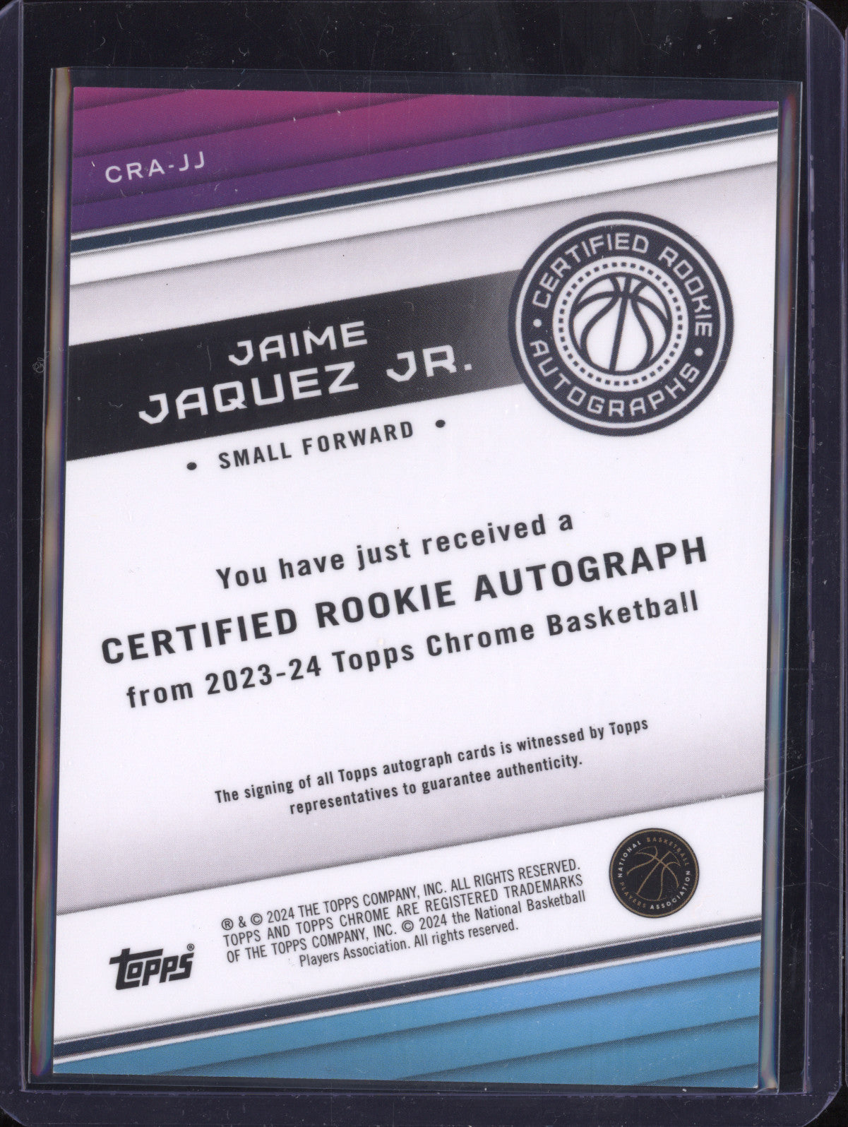 Jaime Jaquez Jr 2023-24 Topps Chrome CRA-JJ Certified Rookie Auto RC