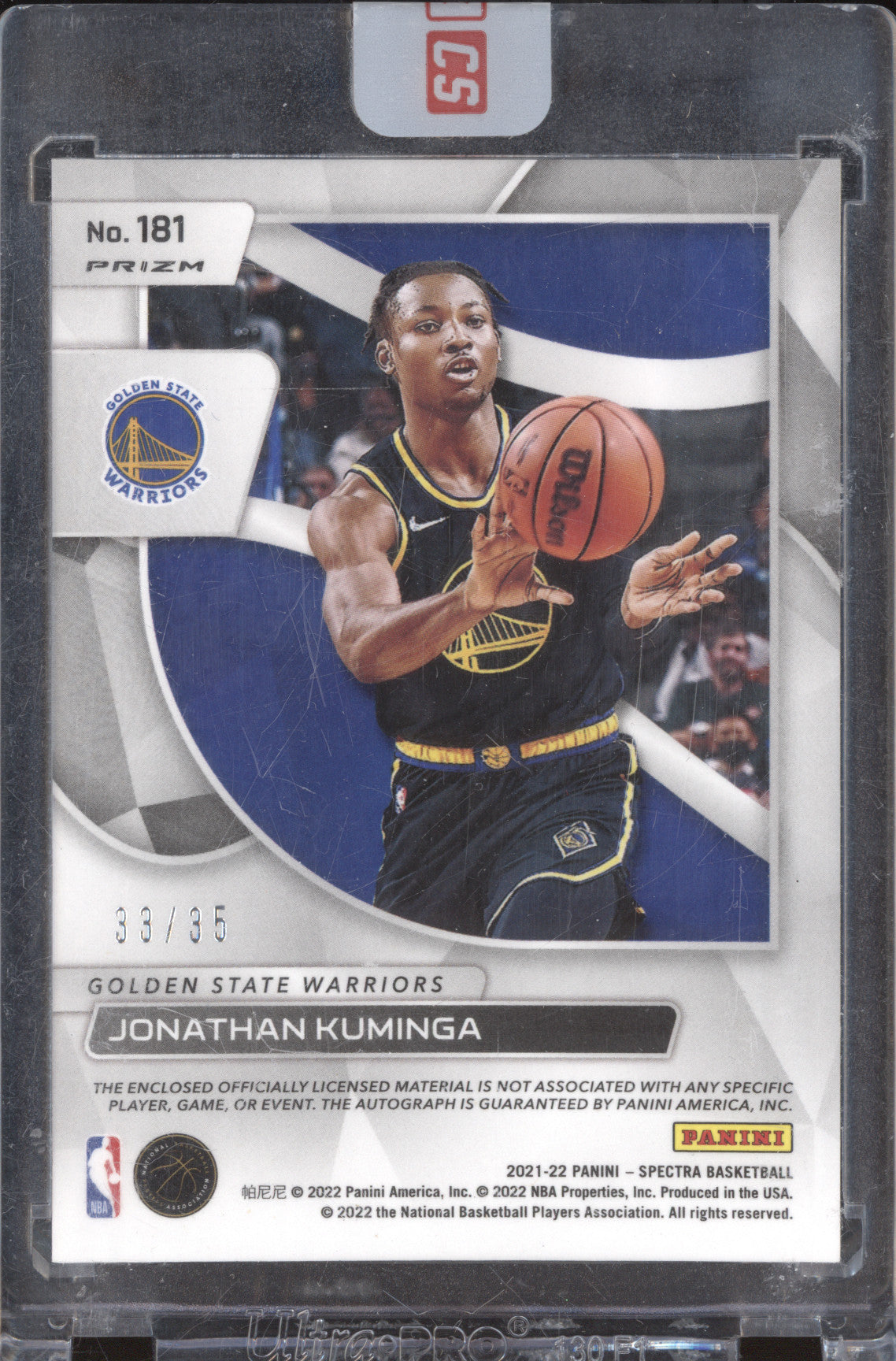 Jonathan Kuminga 2021-22 Panini Spectra 181 Rookie jersey Auto Astral RC 33/35