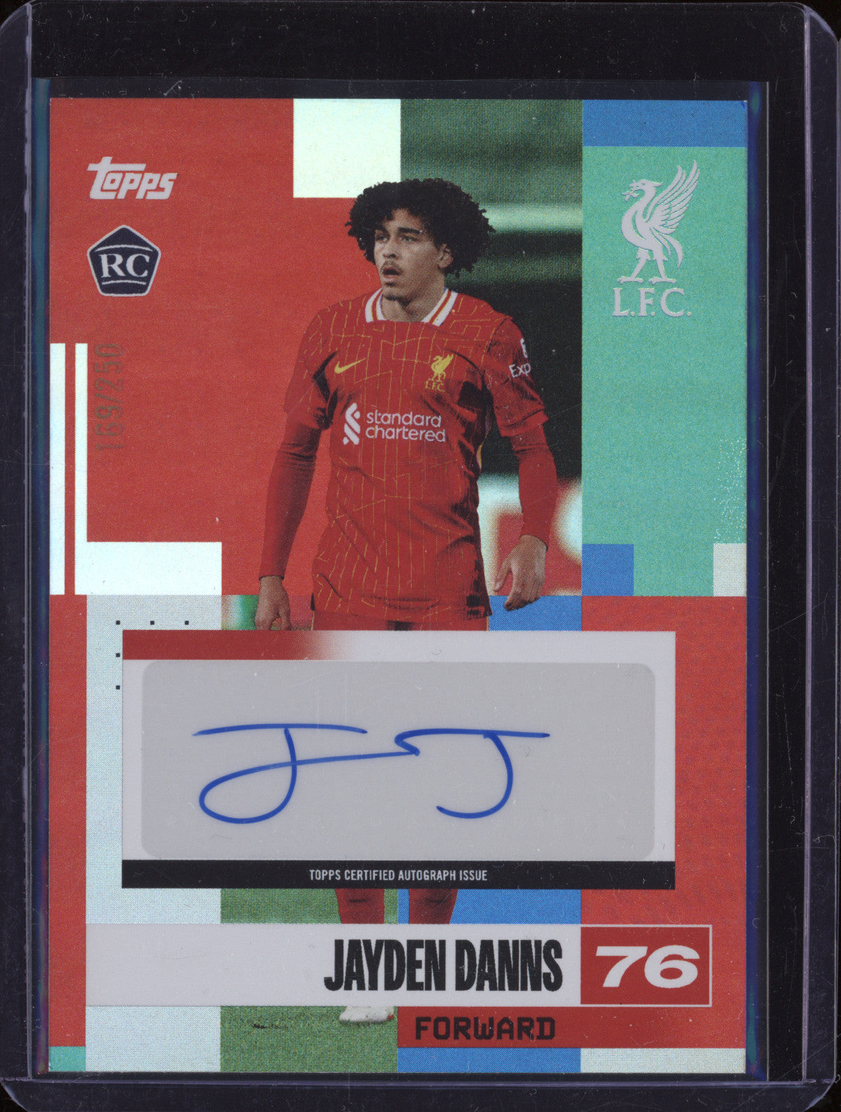 Jayden Danns 2024-25 Topps Team Set Liverpool BA-JD Autograph RC 169/250