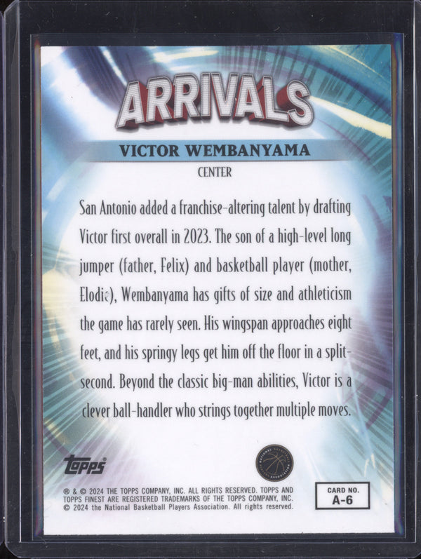 Victor Wembanyama 2023-24 Topps Finest A-6 Arrivals RC