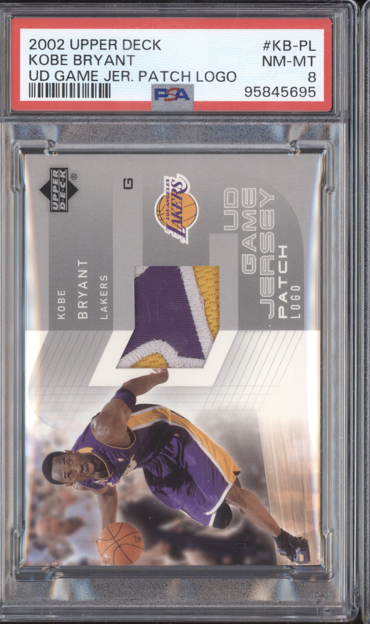 Kobe Bryant 2002 Upper Deck  KB-PL UD Game Jersey Patch Logo PSA 8