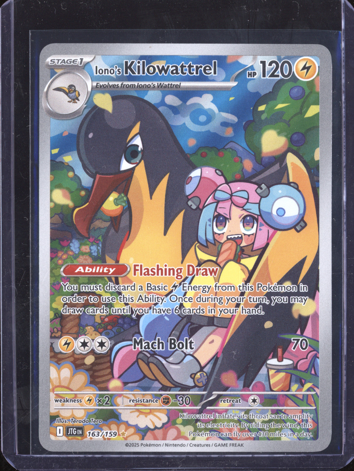 Iono's Kilowattrel 2025 Pokemon Journey Together 163/159 Illustration Rare