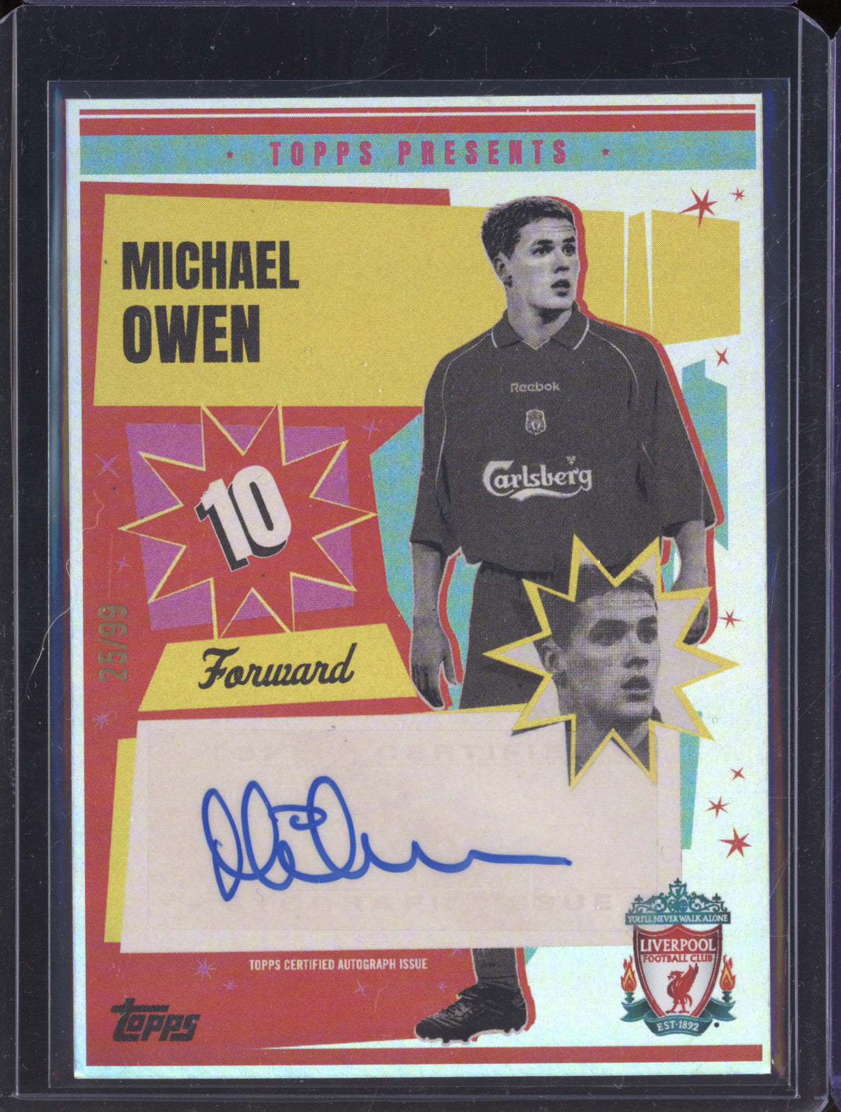 Michael Owen 2024-25 Topps Team Set Liverpool MA-MO Anfield Beat Auto 25/99