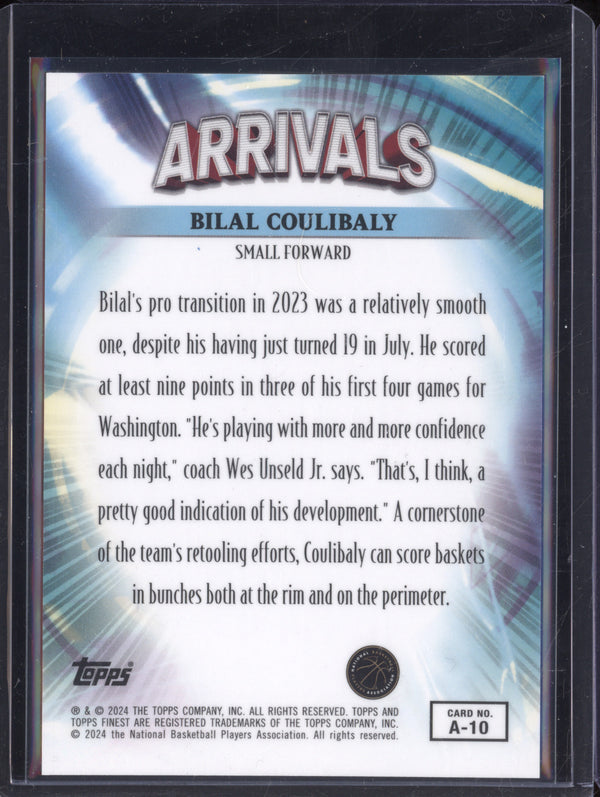 Bilal Coulibaly 2023-24 Topps Finest A-10 Arrivals Gold Refractor RC 20/50