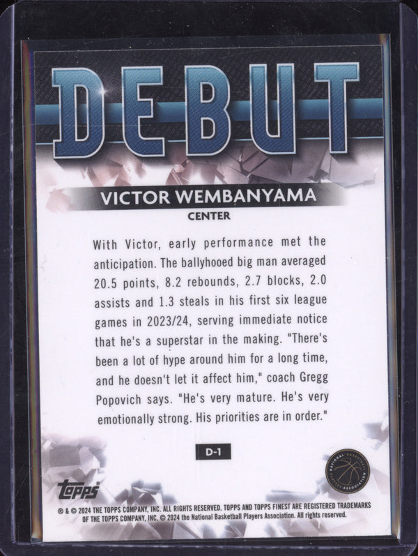 Victor Wembanyama 2023-24 Topps Finest D-1 Debut RC