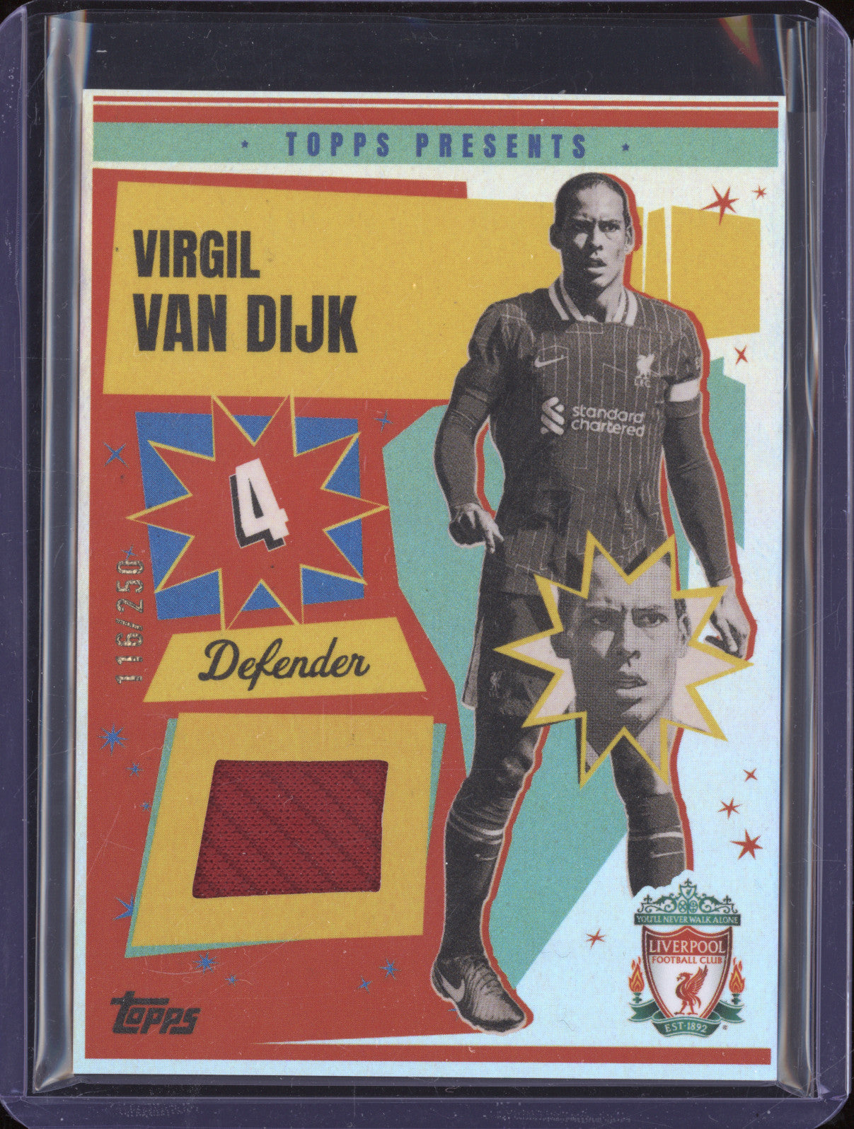 Virgil van Dijk 2024-25 Topps Team Set Liverpool MR-VV Anfield Beat Relic /250