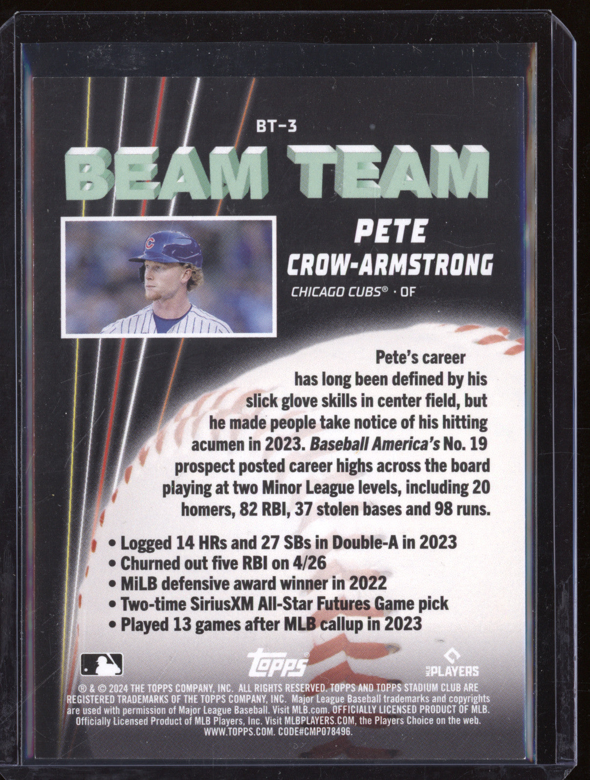 Pete Crow-Armstrong 2024 Topps Stadium Club BT-3 Beam Team RC
