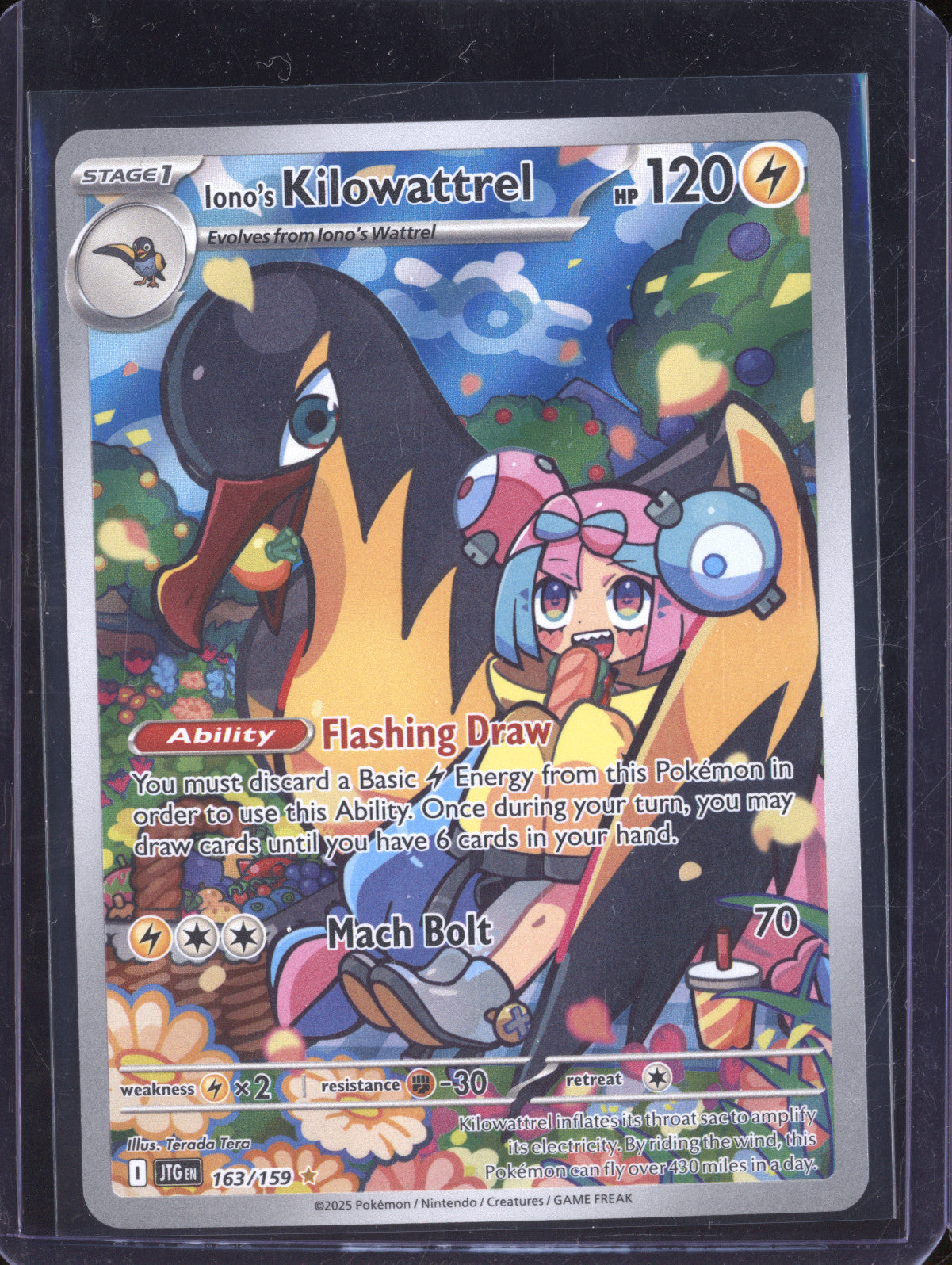 Iono's Kilowattrel 2025 Pokemon Journey Together 163/159 Illustration Rare