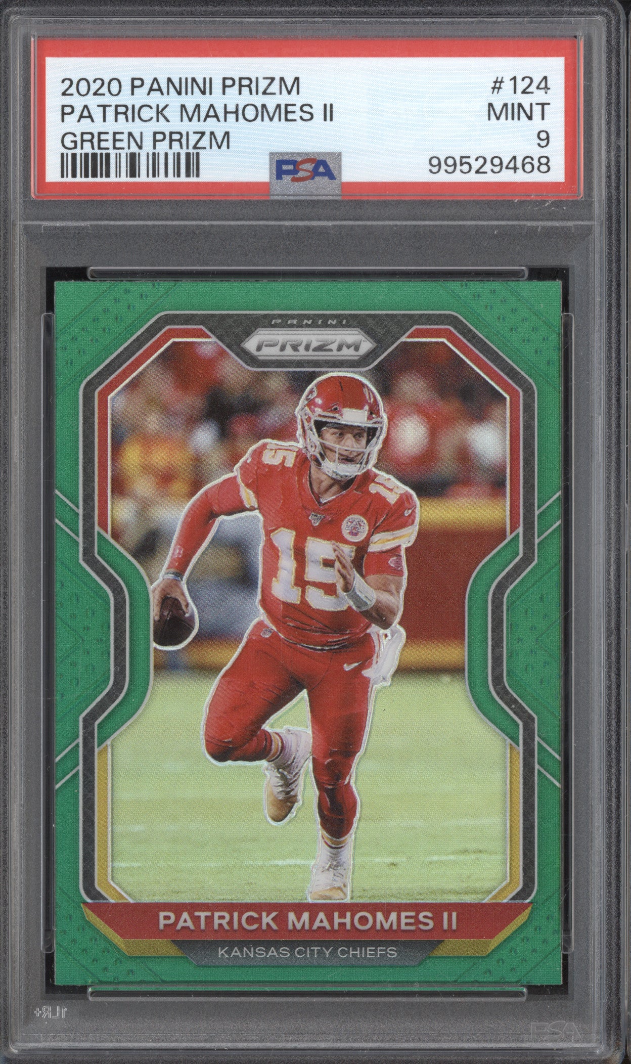 Patrick Mahomes II 2020 Panini Prizm 124 Green PSA 9