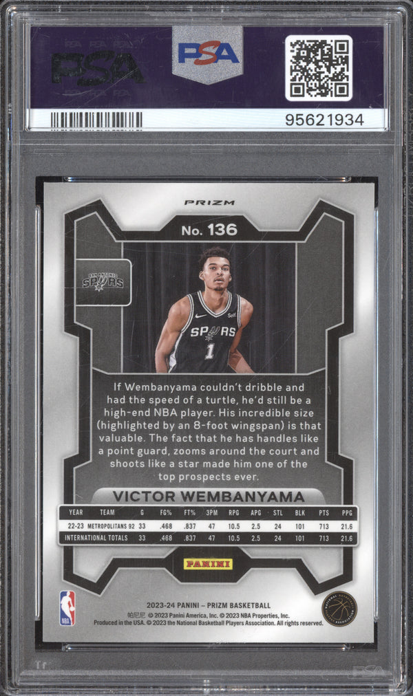 Victor Wembanyama 2023-24 Panini Prizm 136 Green RC PSA 10