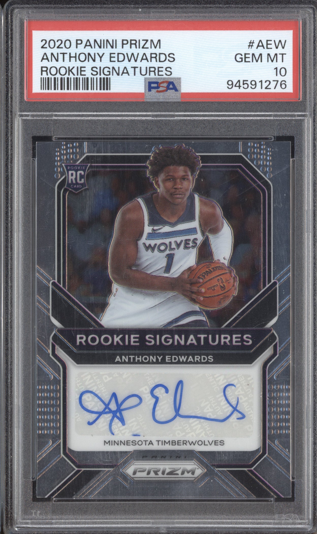 Anthony Edwards 2020-21 Panini Prizm RS-AEW Rookie Signatures RC PSA 10