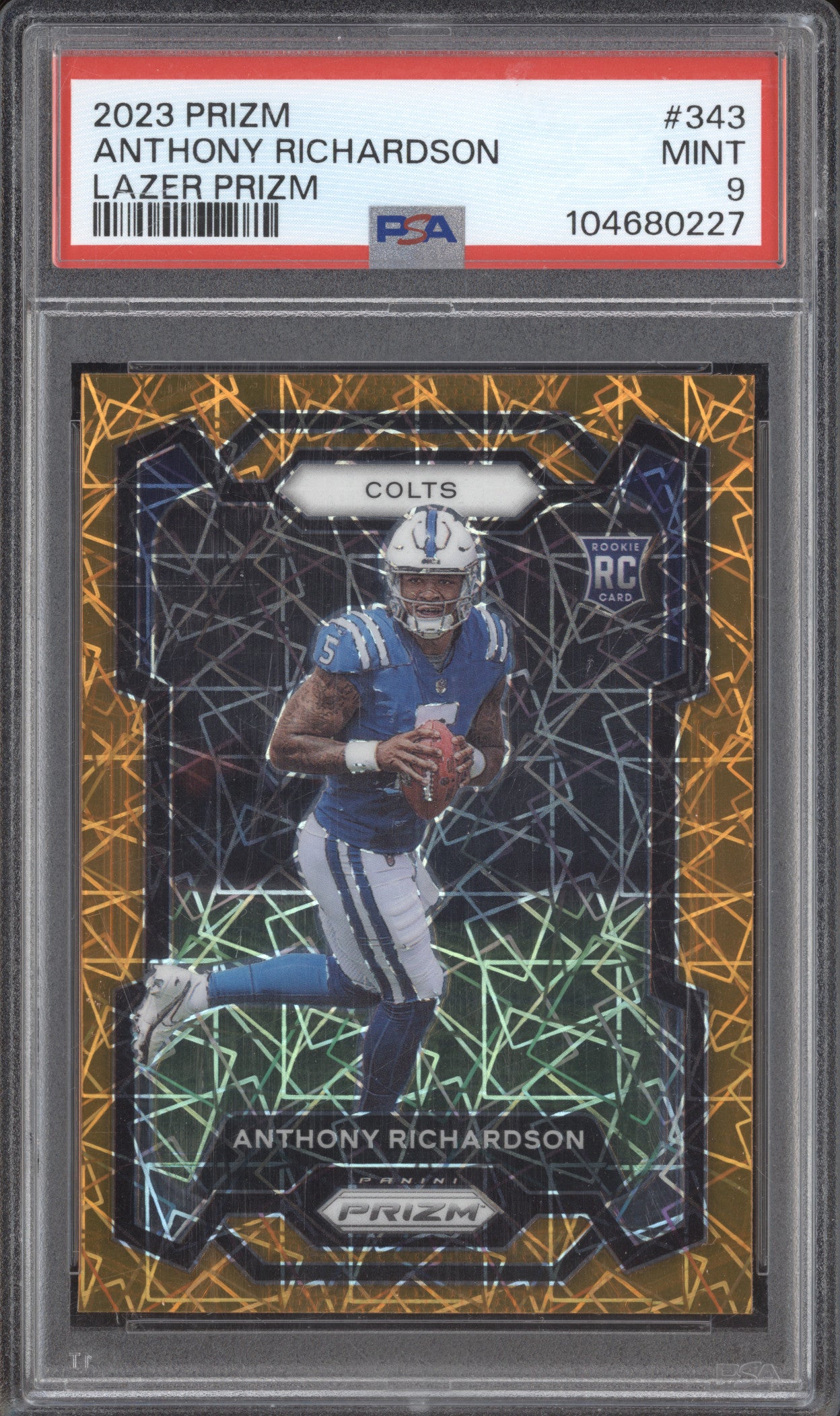 Anthony Richardson 2023 Panini Prizm 343 Lazer RC PSA 9