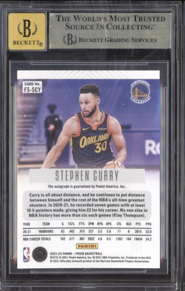 Stephen Curry 2021-22 Panini Prizm FS-SCY Flashback Signatures BGS 9.5/10