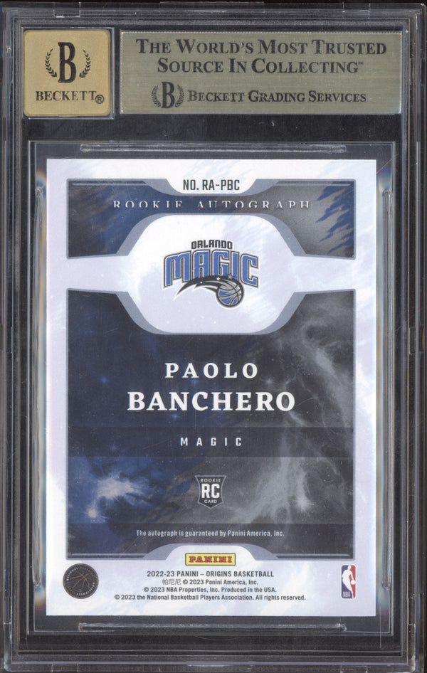 Paolo Banchero 2022-23 Panini Origins RA-PBC Rookie Auto Turquoise RC BGS 9.5/10