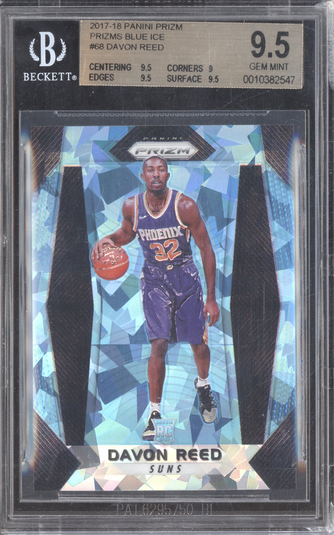 Davon Reed 2017-18 Panini Prizm 68 Blue Ice RC 28/99 BGS 9.5