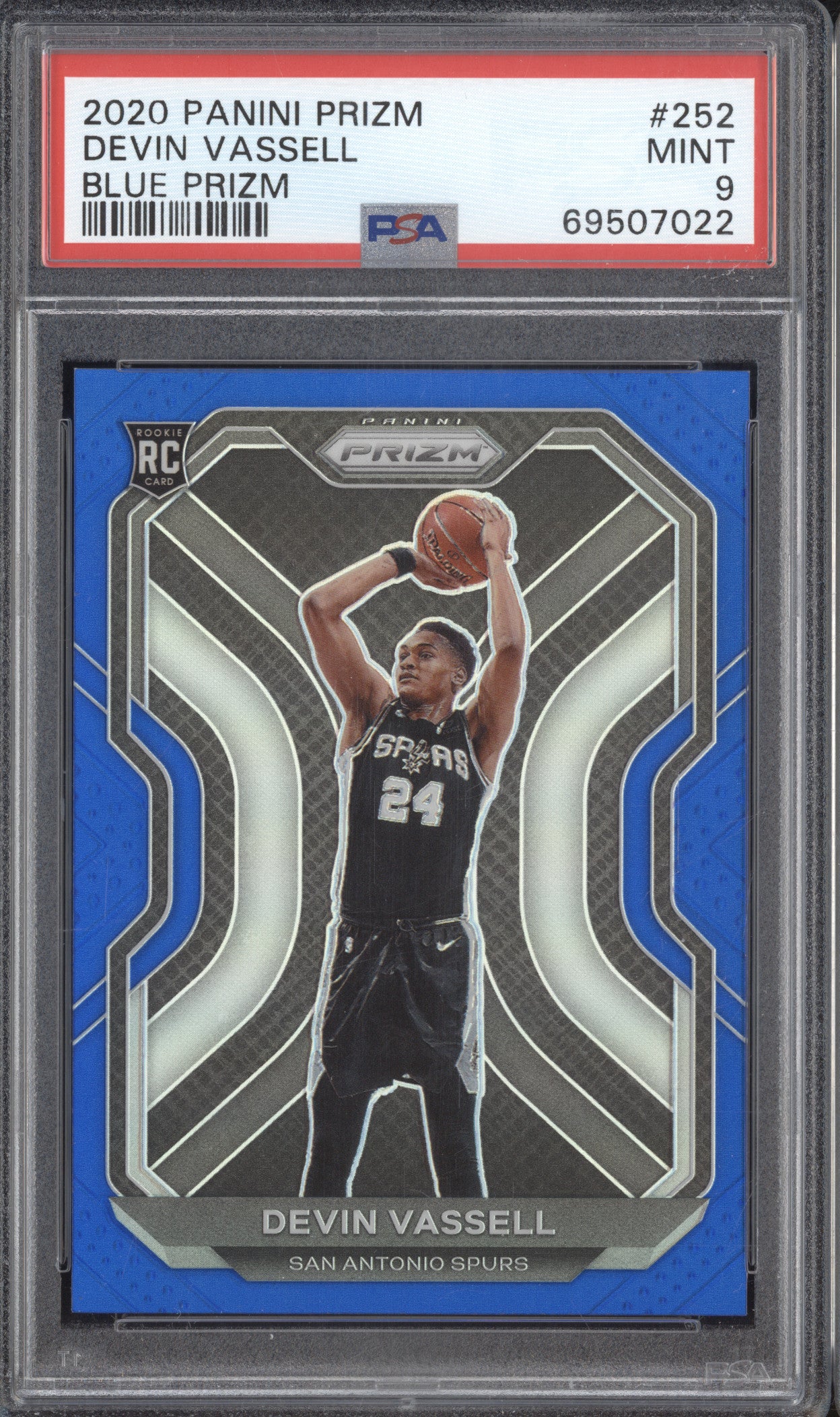 Devin Vassell 2020-21 Panini Prizm 252 Blue Prizm RC 183/199 PSA 9