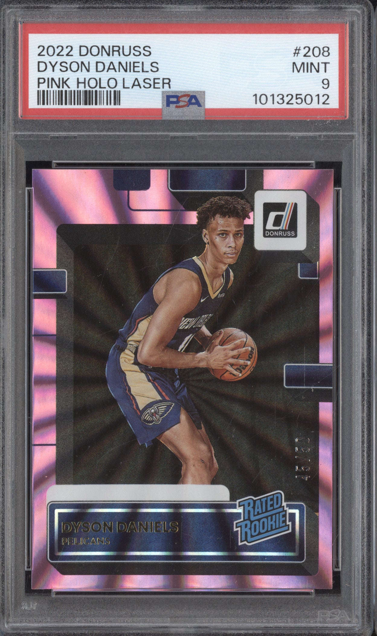 Dyson Daniels 2022-23 Panini Donruss 208 Pink Holo Laser RC 45/50 PSA 9