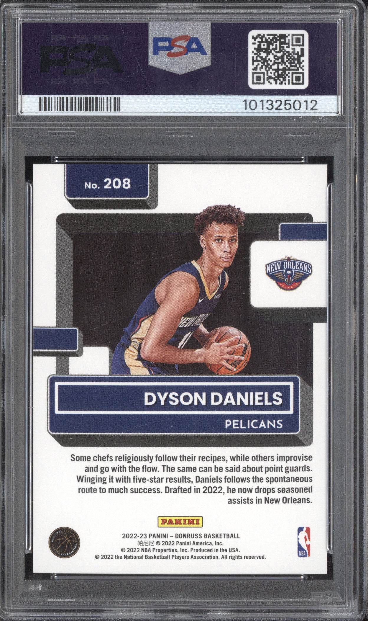 Dyson Daniels 2022-23 Panini Donruss 208 Pink Holo Laser RC 45/50 PSA 9