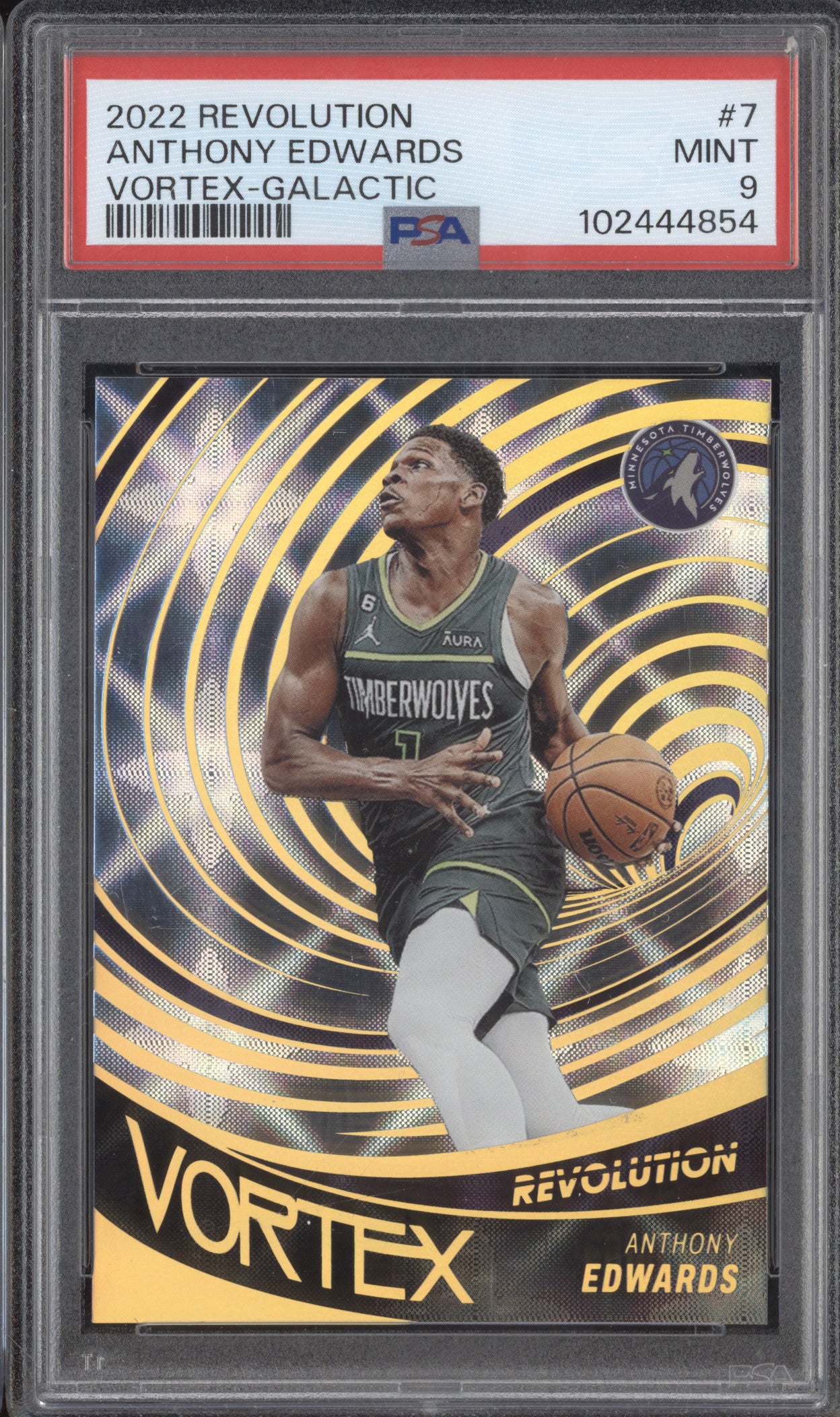 Anthony Edwards 2022-23 Panini Revolution 7 Vortex Galactic RC PSA 9