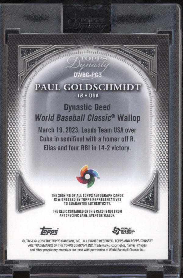 Paul Goldschmidt 2023 Topps Dynasty DWBC-PG3 WBC Auto Patch Gold 1/1