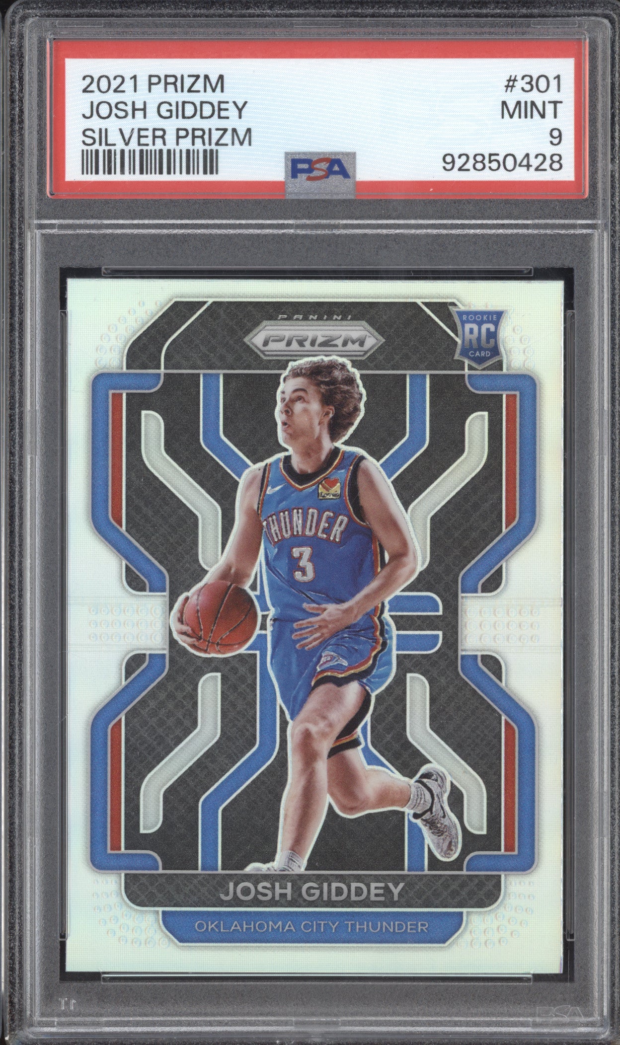 Josh Giddey 2021-22 Panini Prizm 301 Silver Prizm RC PSA 9