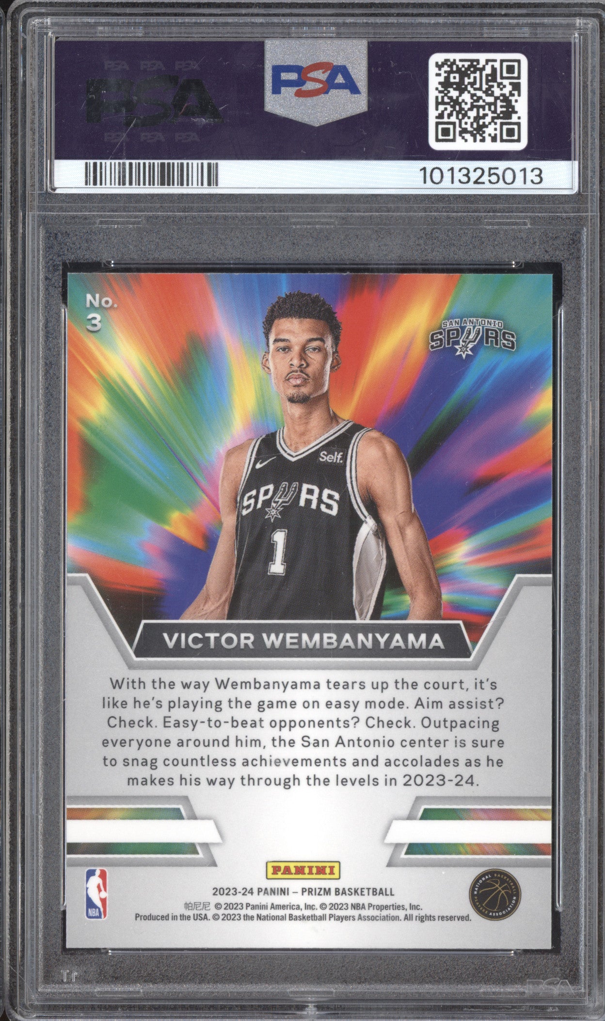 Victor Wembanyama 2023-24 Panini Prizm 3 Instant Impact RC PSA 9
