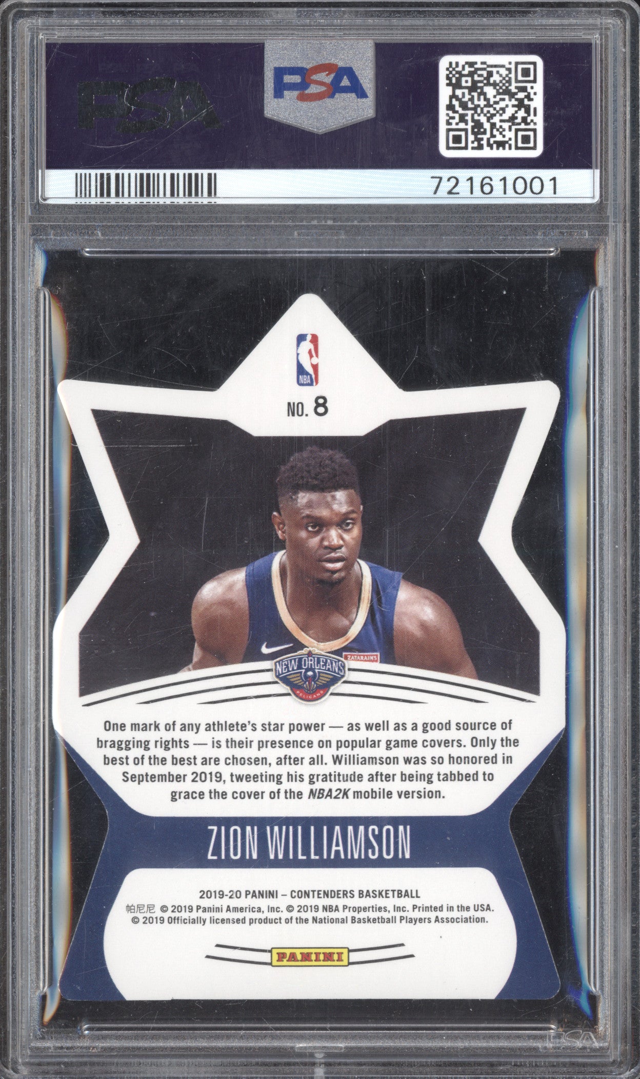 Zion Williamson 2019 0 Contenders 8 Superstars Die-Cut Cracked Ice RC /25 PSA 9
