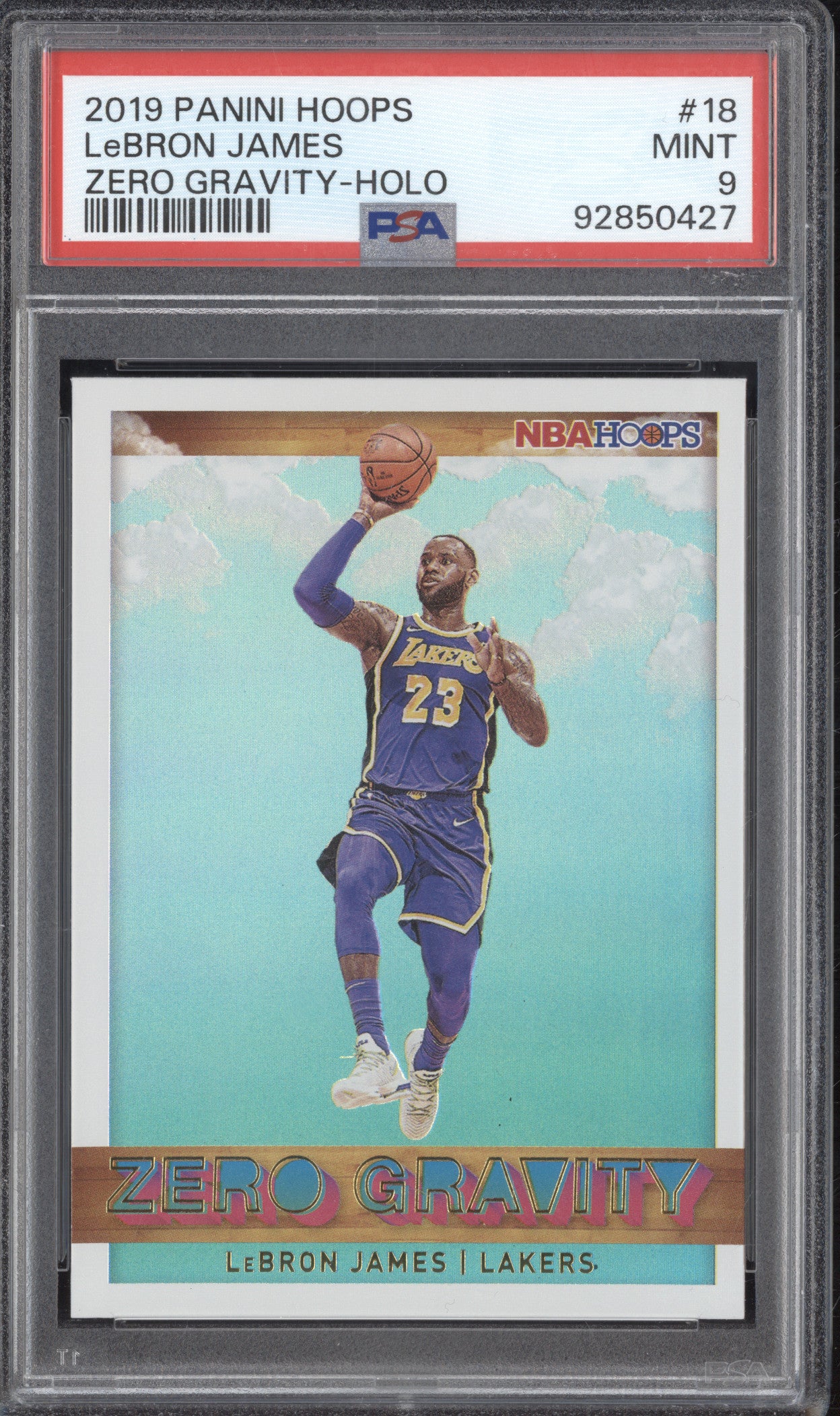LeBron James 2019-20 Panini Hoops 18 Zero Gravity Holo PSA 9