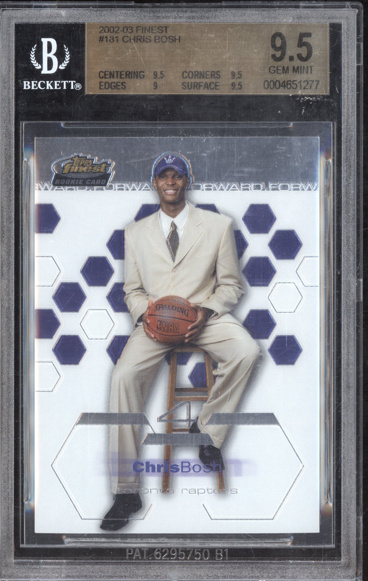 Chris Bosh 2002-03 Topps Finest 181 RC BGS 9.5