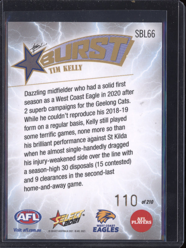 Tim Kelly 2021 Select Footy Stars SBL66 Sunburst Caricature - Lightning 110/210