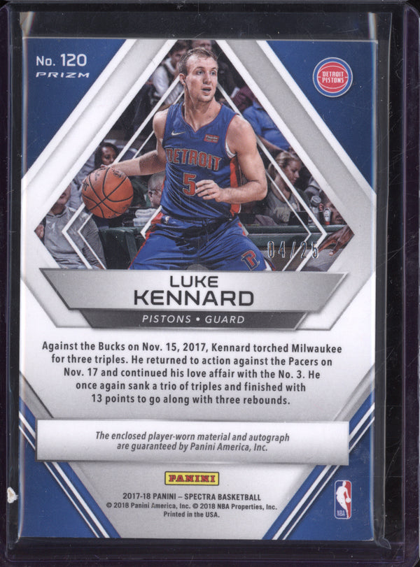 Luke Kennard 2017-18 Panini Spectra 120 Rookie Jersey Auto Neon Pink RC 4/25