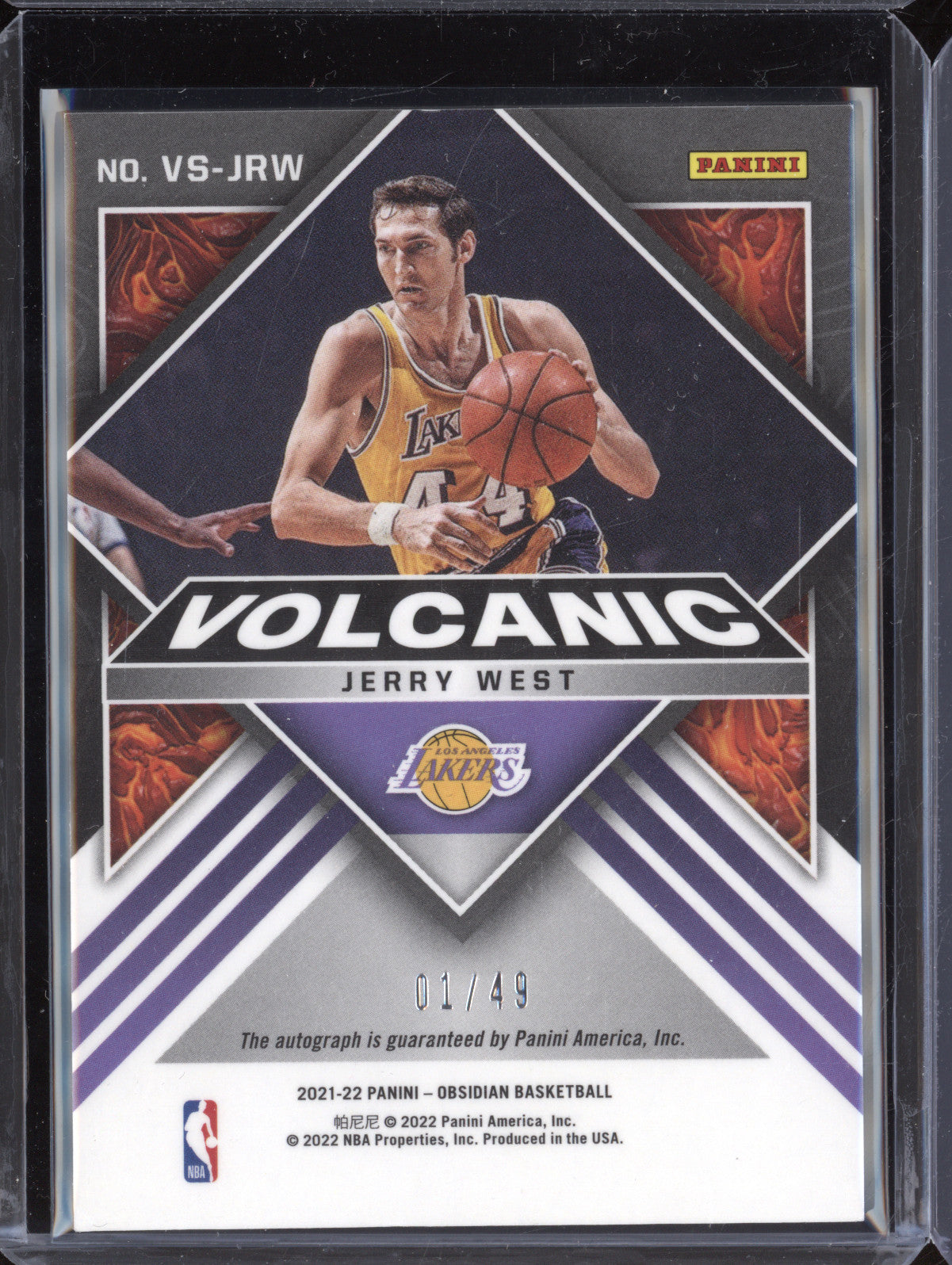 Jerry West 2021-22 Panini Obsidian VS-JRW Volcanic Auto 1/49