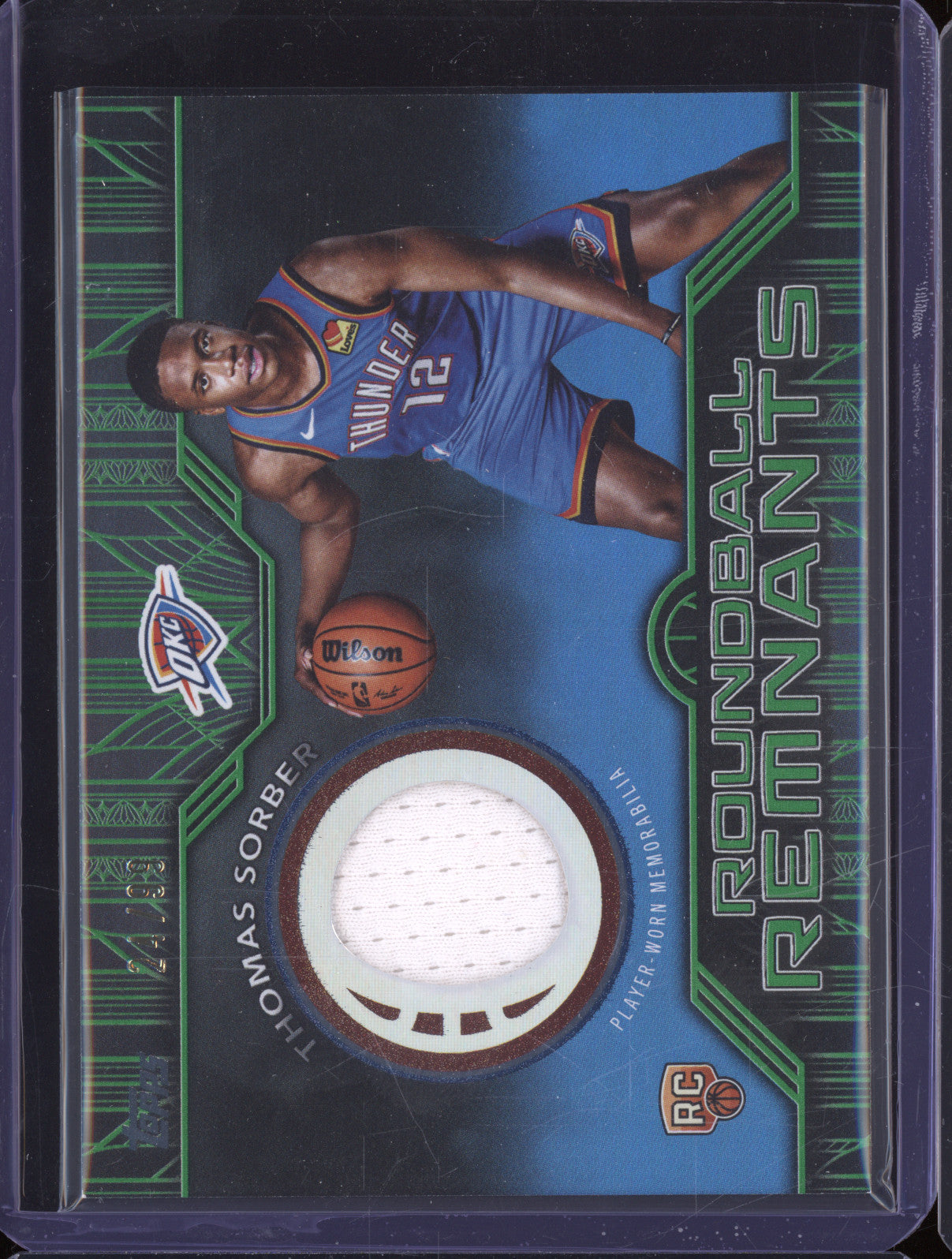 2025 NBA Basketball Topps Roundball Remnants RRR-TS Thomas Sorber Green /99 RC