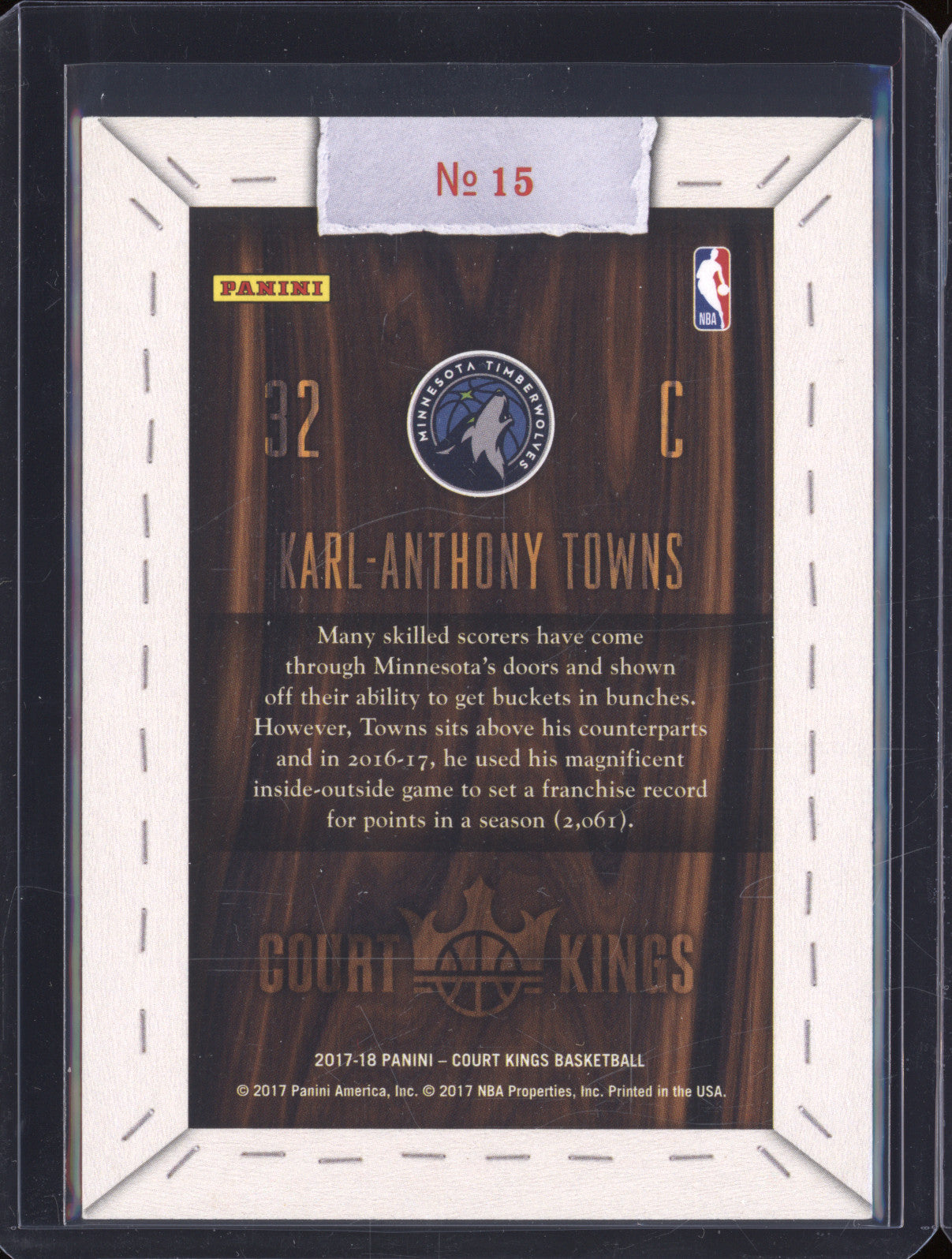 2017-18 Panini Court Kings 1 Karl-Anthony Towns Blank Slate