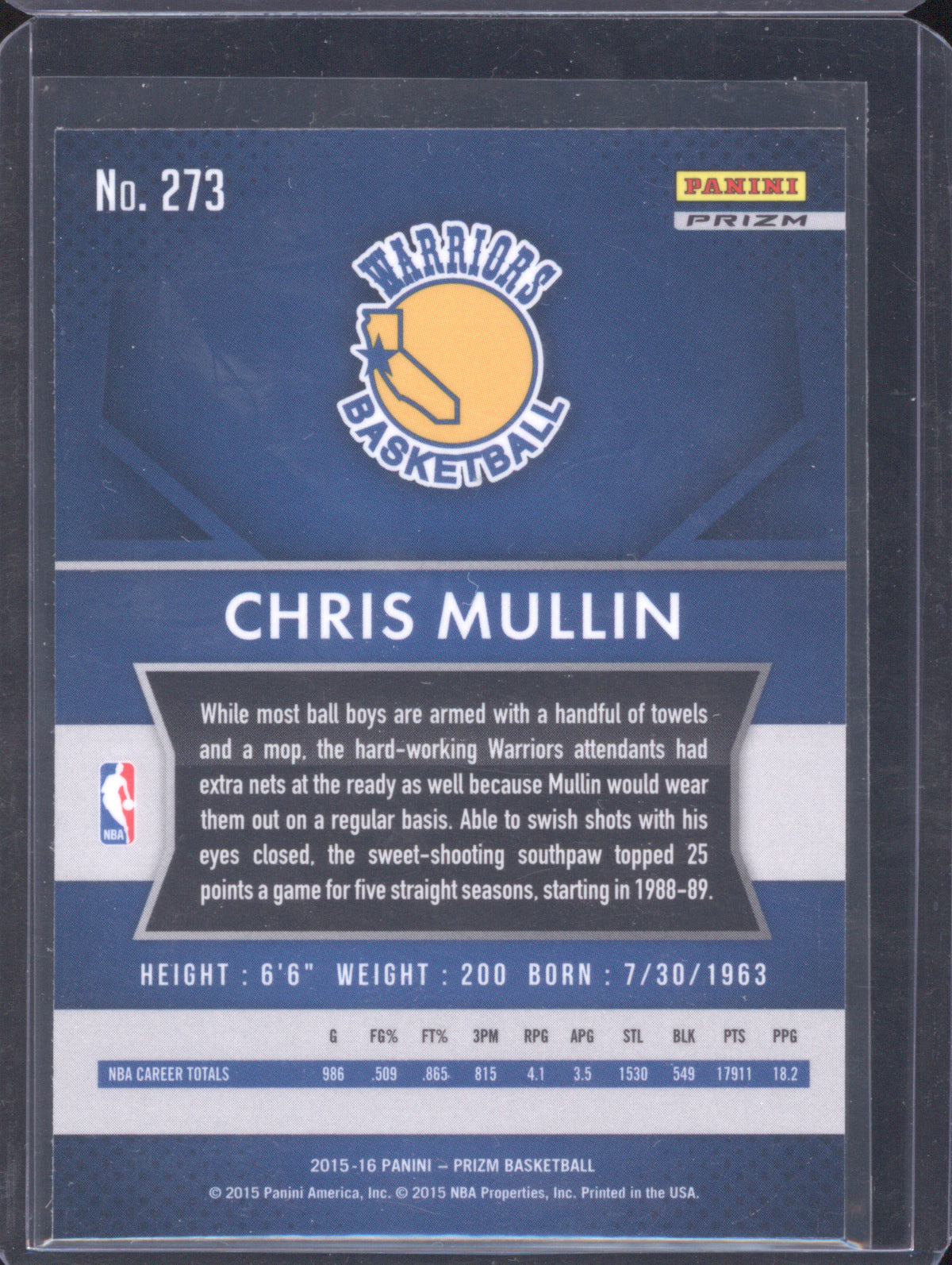 Chris Mullin 2015-16 Panini Prizm 273 White Sparkle Prizm