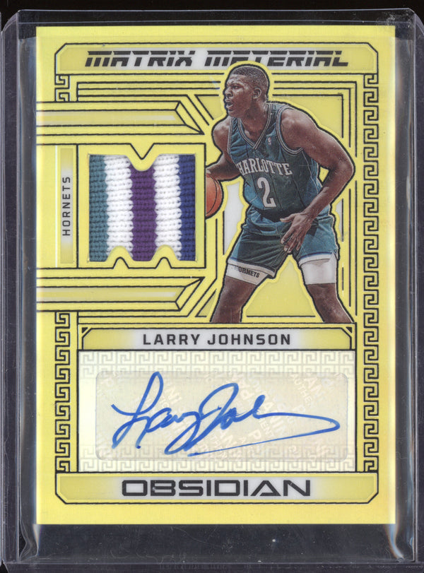 Larry Johnson 2022-23 Panini Obsidian Matrix Materials Auto Etch Yellow 10/10