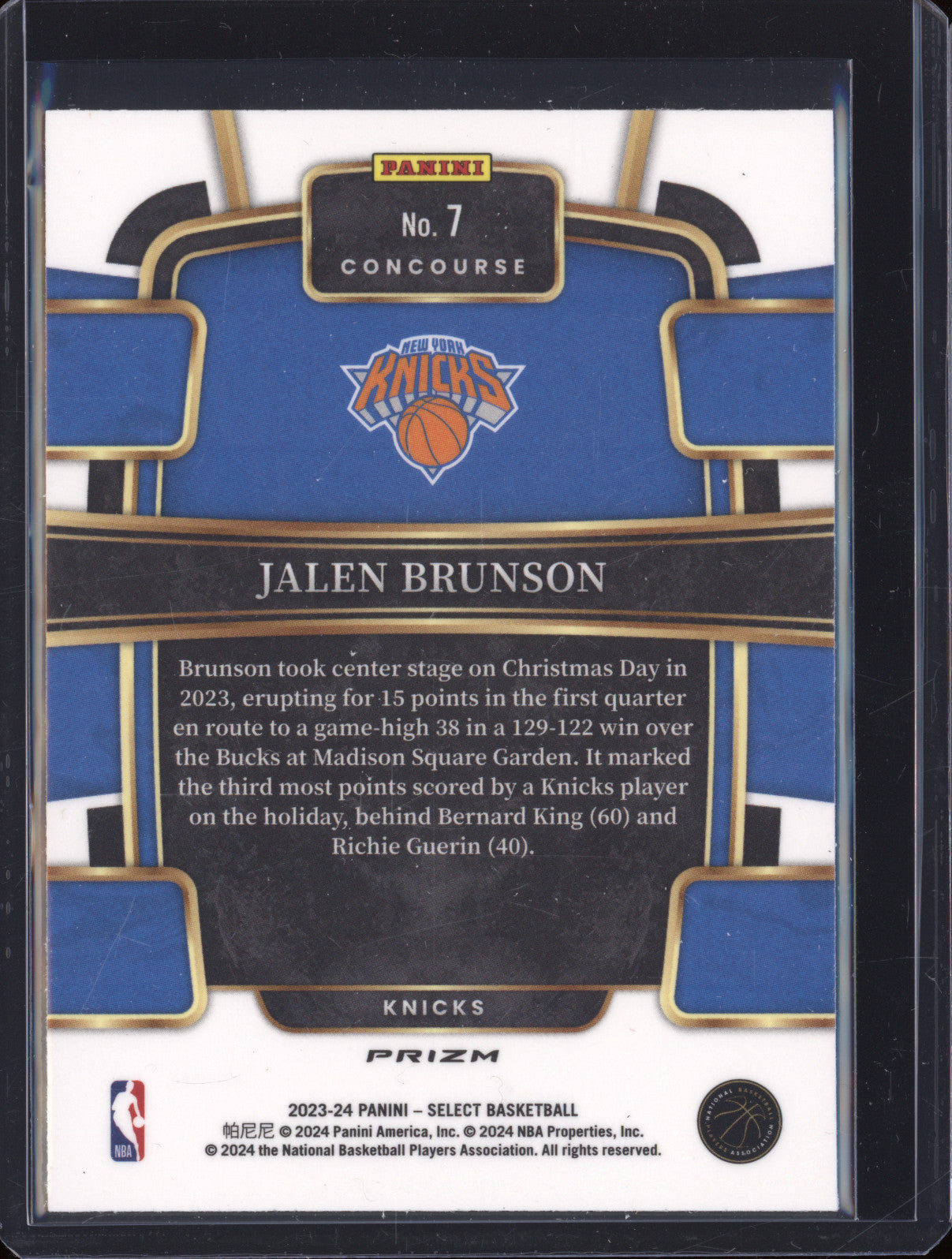 2023-24 Panini Select 7 Jalen Brunson Cosmic Concourse