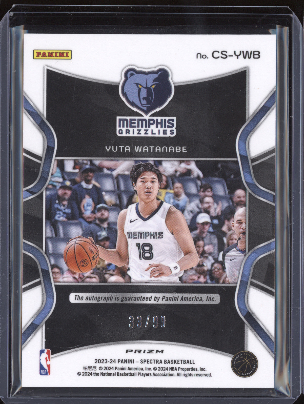 Yuta Watanabe 2023-24 Panini Spectra CS-YWB Catalysts Auto 33/99