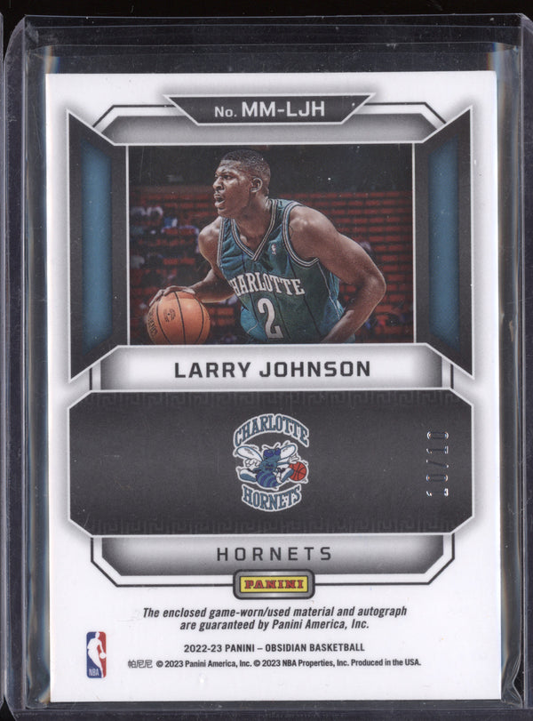 Larry Johnson 2022-23 Panini Obsidian Matrix Materials Auto Etch Yellow 10/10