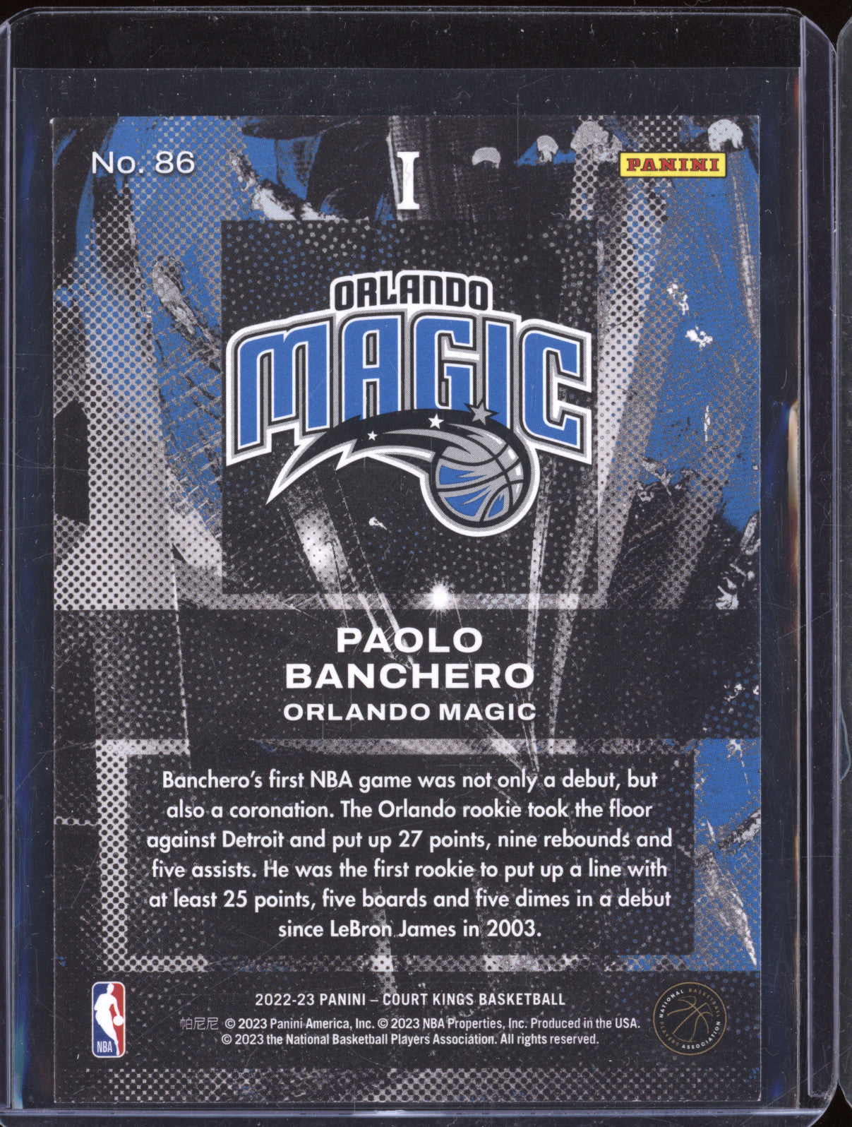 Paolo Banchero 2022-23 Panini Court Kings 86 Level I RC