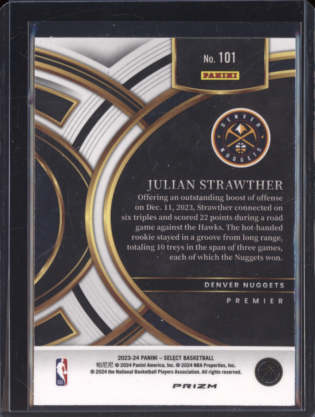 2023-24 Panini Select 101 Julian Strawther Cosmic Premier RC